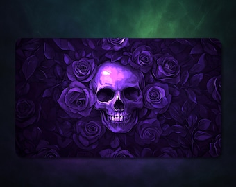 MTG Playmat, Purple Skull Fantasy Playmat For TCG, Standard & Extend Size, 3mm Thickness.