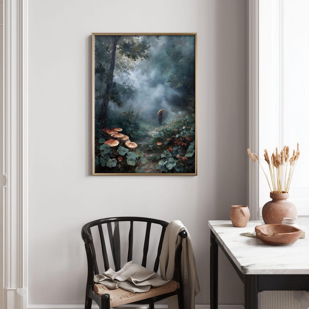 Misty Forest Path Art Print – Enchanted Woodland Landscape With ...