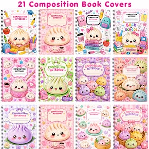 Glitter Dumplings Composition Notebook Covers, Kids Notebook Cover, Back to School Printable, Editable Canva Template,Digital Download