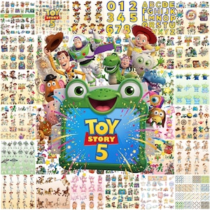 Paquete de más de 500 imágenes PNG de Toy Story 5: Buzz Lightyear, Woody y Jessie, alfabeto, diseño de camiseta de cumpleaños de Toy Story, imágenes prediseñadas de Toy Story (descarga instantánea).