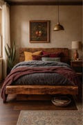 Solid Wood Platform Bed & Headboard | Live Edge River Bed | Reclaimed Barnwood | Rustic Mid Century Modern | Queen King Bed Frame