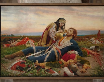 Kosovka Devojka Canvas 12 x 9 Inch (30.48 x 22.86 cm) Wall Art With Frame, Serbian Cultural Painting Reproduction, Traditional Fine Art