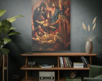 Serbian Orthodox Easter Canvas – Vaskrsenje Lazarevo Lazarus Resurrection by Uroš Predić Christian Religious Wall Art Gift