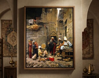 Ukrotitelj Zmija, Snake Charmer, Canvas Wall Art, Orientalist Painting by Paja Jovanovic, Framed Cultural Print