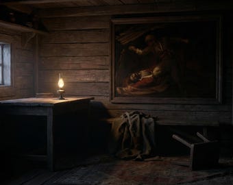 Assassination of Karadzordze, Serbian Historic Interior Scene, Inspired by Djura Jaksic, Balkan Wall Art Print
