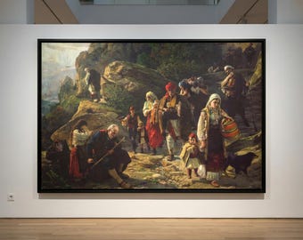 Hercegovacki begunci (Refugees from the Herzegovina Uprising, 1889) = Uros Predic | Serbian Historical Canvas Art | Fine Art Reproduction