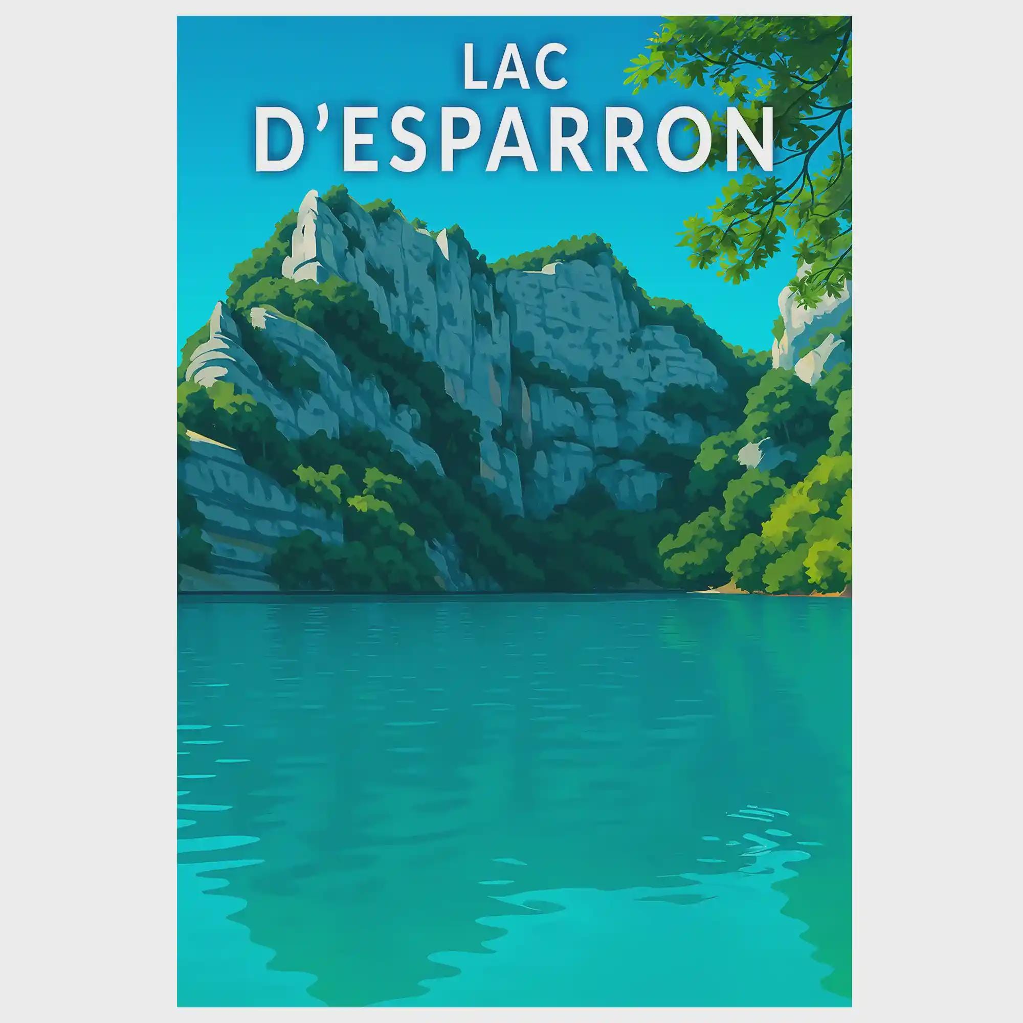 Poster - Esparron Lake - Provence, Luberon - Illustration, Vintage