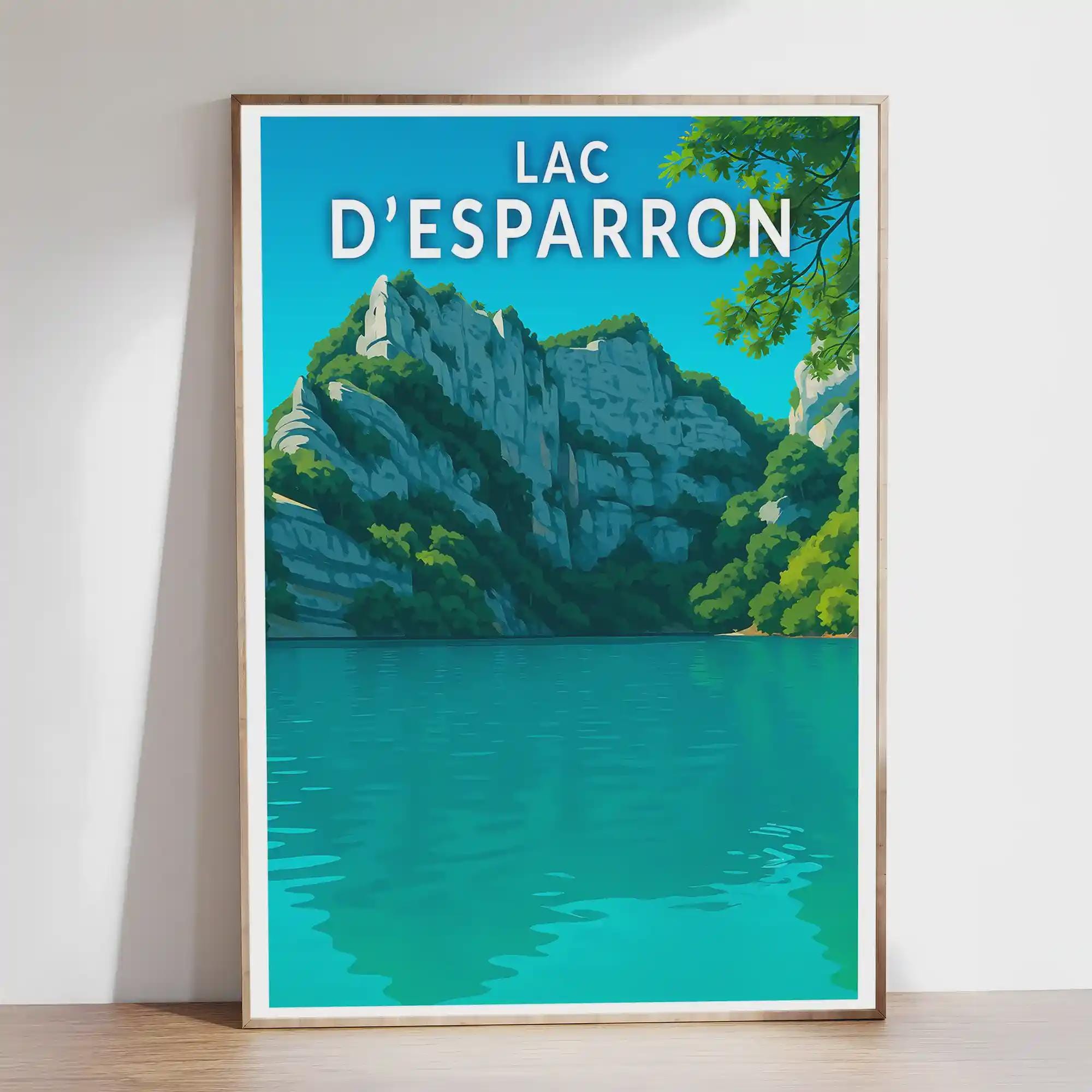 Poster - Esparron Lake - Provence, Luberon - Illustration, Vintage