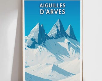 Poster - Aiguilles d'Arves - Savoie, Alps - Illustration, Vintage Poster