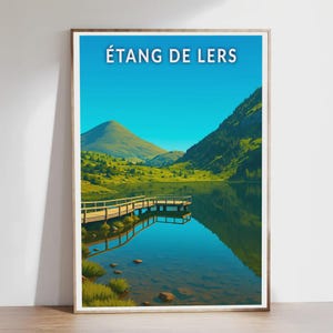 Affiche - Étang de Lers - Ariège, Pyrénées - Illustration, Poster vintage