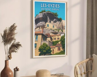 Poster Vintage Les Eyzies Dordogne - Affiche HQ 40x60cm - PostersAndCo