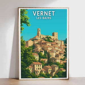 Poster - Vernet-les-Bains - Pyrenees, Occitanie - Illustration, Vintage Poster