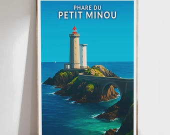 Poster - Petit Minou Lighthouse - Brittany, Finistère - Illustration, Vintage Poster