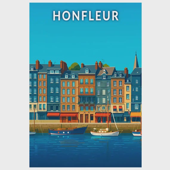 Affiche Honfleur Port noir et blanc