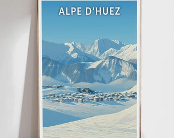 Póster - Alpe d'Huez - Dauphiné, Alpes - Ilustración, Póster vintage