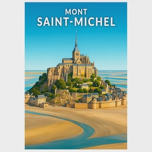 Poster - Mont Saint-Michel - Normandy, Brittany - Illustration, Vintage Poster