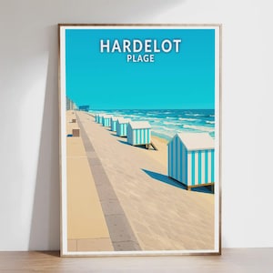 Poster - Hardelot-Plage - Opaalkust, Nord-Pas-de-Calais - Illustratie, Vintage poster