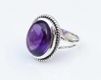 Anello Argento 925 Con Ametista Naturale Fatto A Mano – Gioiello Unico SS-973