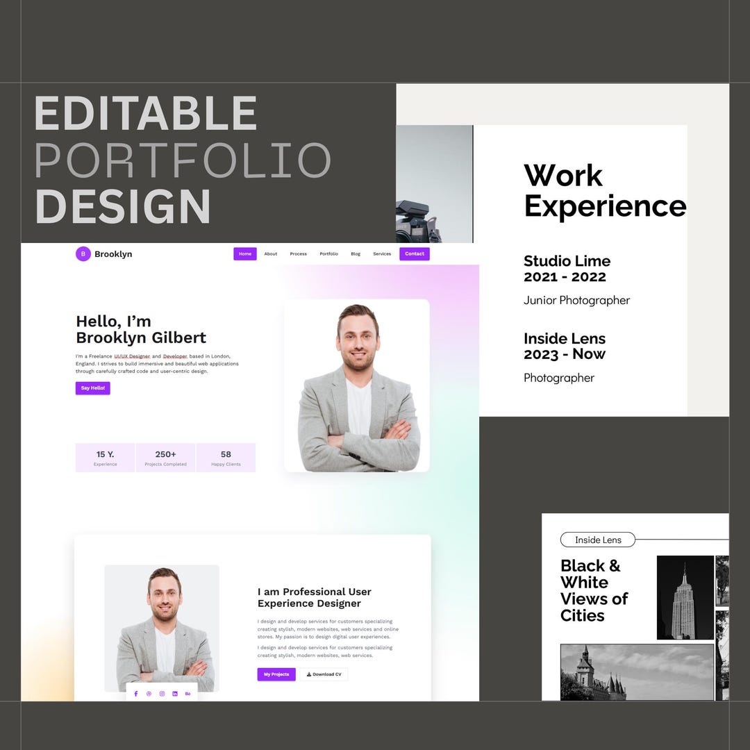 Professional Portfolio Template | Canva Portfolio Website | Editable ...