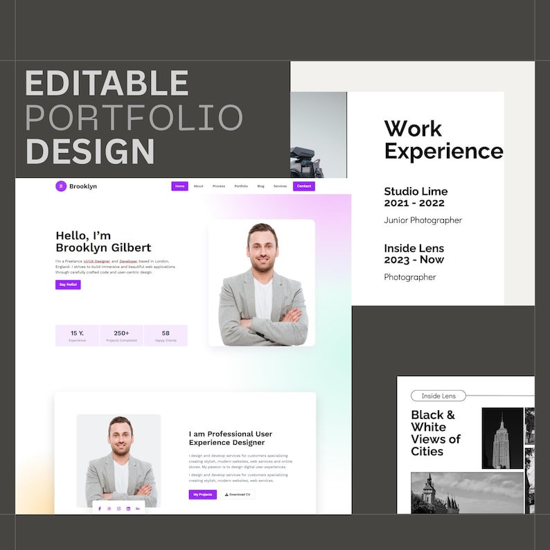 Professional Portfolio Template | Canva Portfolio Website | Editable ...