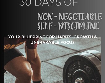 30 días de autodisciplina innegociable, libro de motivación para hombres, registro de hábitos imprimible en PDF | Guía de crecimiento personal y disciplina