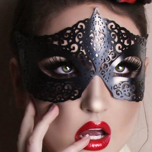 Latex Phantom Masquerade Mask. Elegant Fetishwear Tie-Back Costume Mask for Cosplay or Ball by Catalyst Latex