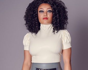 Latex Puff Sleeve Top