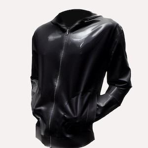 Latex Hooded Zip Front Jacket Hoodie