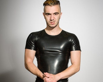 Latex T-Shirt. Classic Rubber Fetish Tee with Short Sleeves. Shiny Latex Top by Catalyst Latex