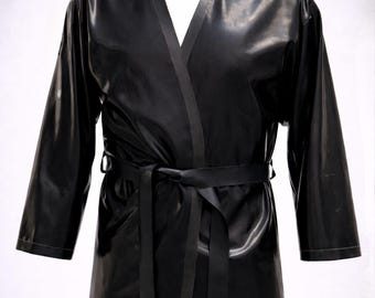 Vintage Rubberized Raincoat Cape, Hooded Waterproof Layer, Long