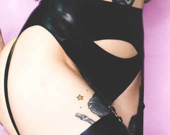 Latex High Leg Thong