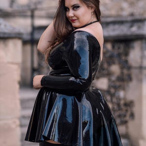 latex skater dress plus size Plus Size Glitz Latex/Rubber Dress in Black Honour Clothing
