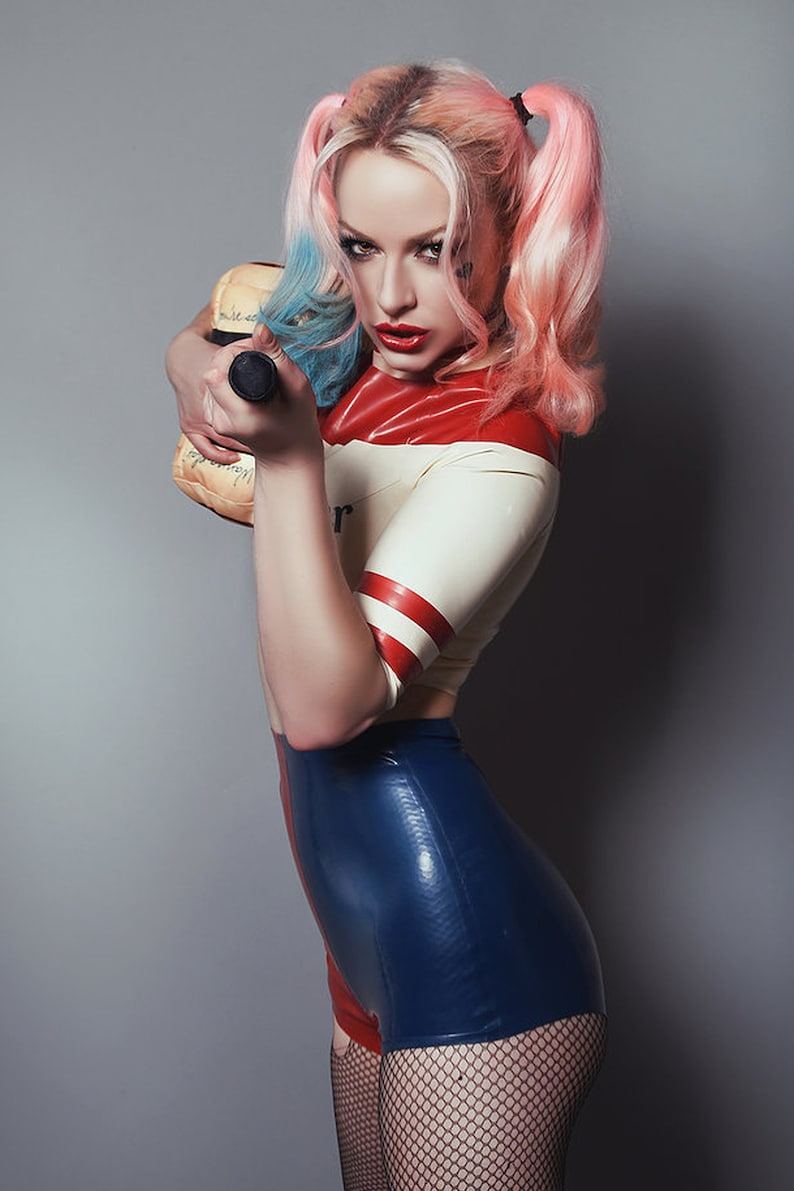 Latex Harley Quinn Suicide Squad Pin Up Inspired Outfit Etsy