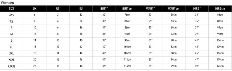 catalyst latex size chart
