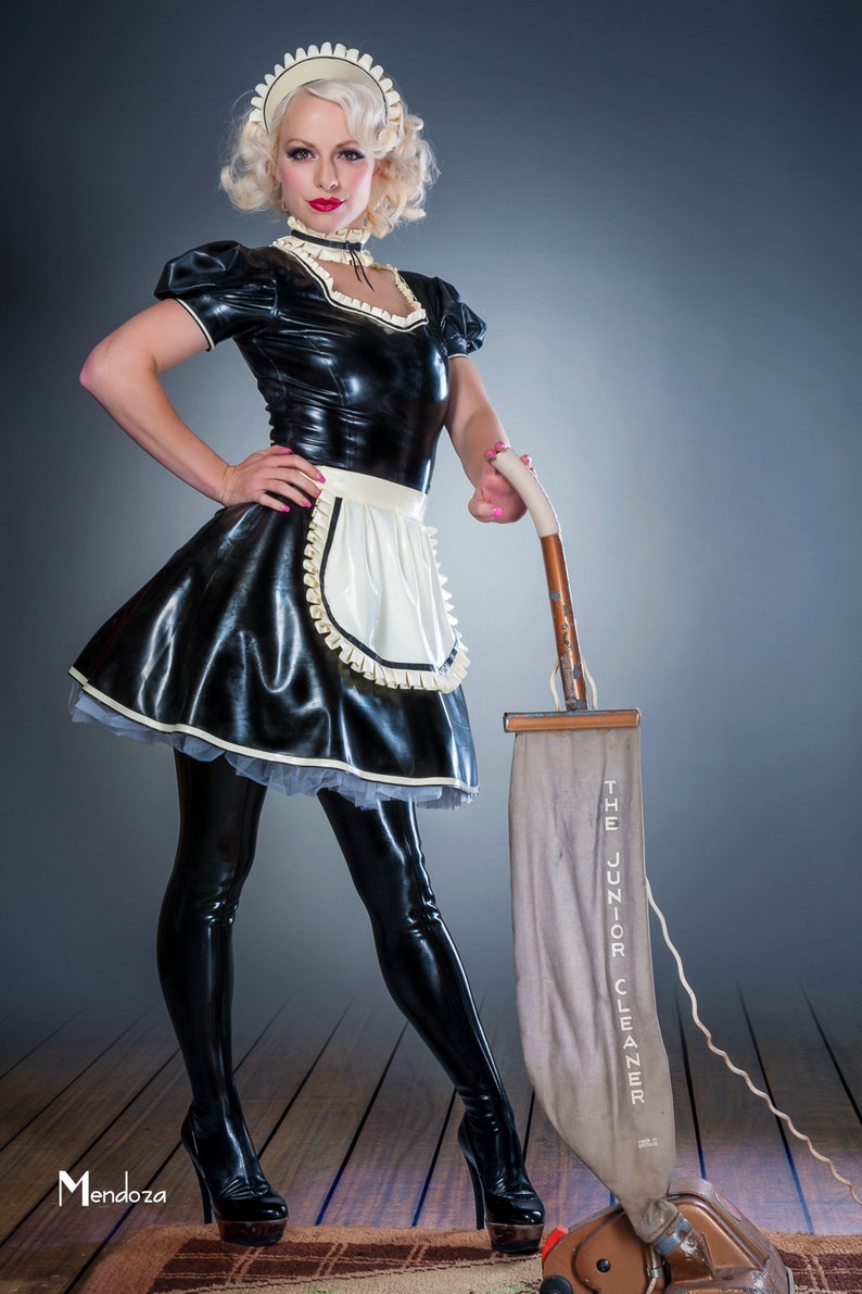 Latex Ruffle French Maid Dress image 8.