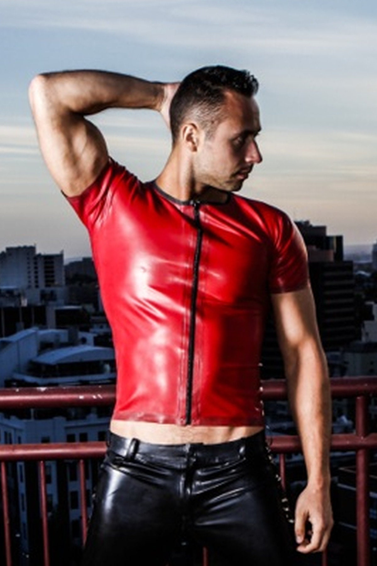 Latex Mens Zip Front T Shirt Etsy