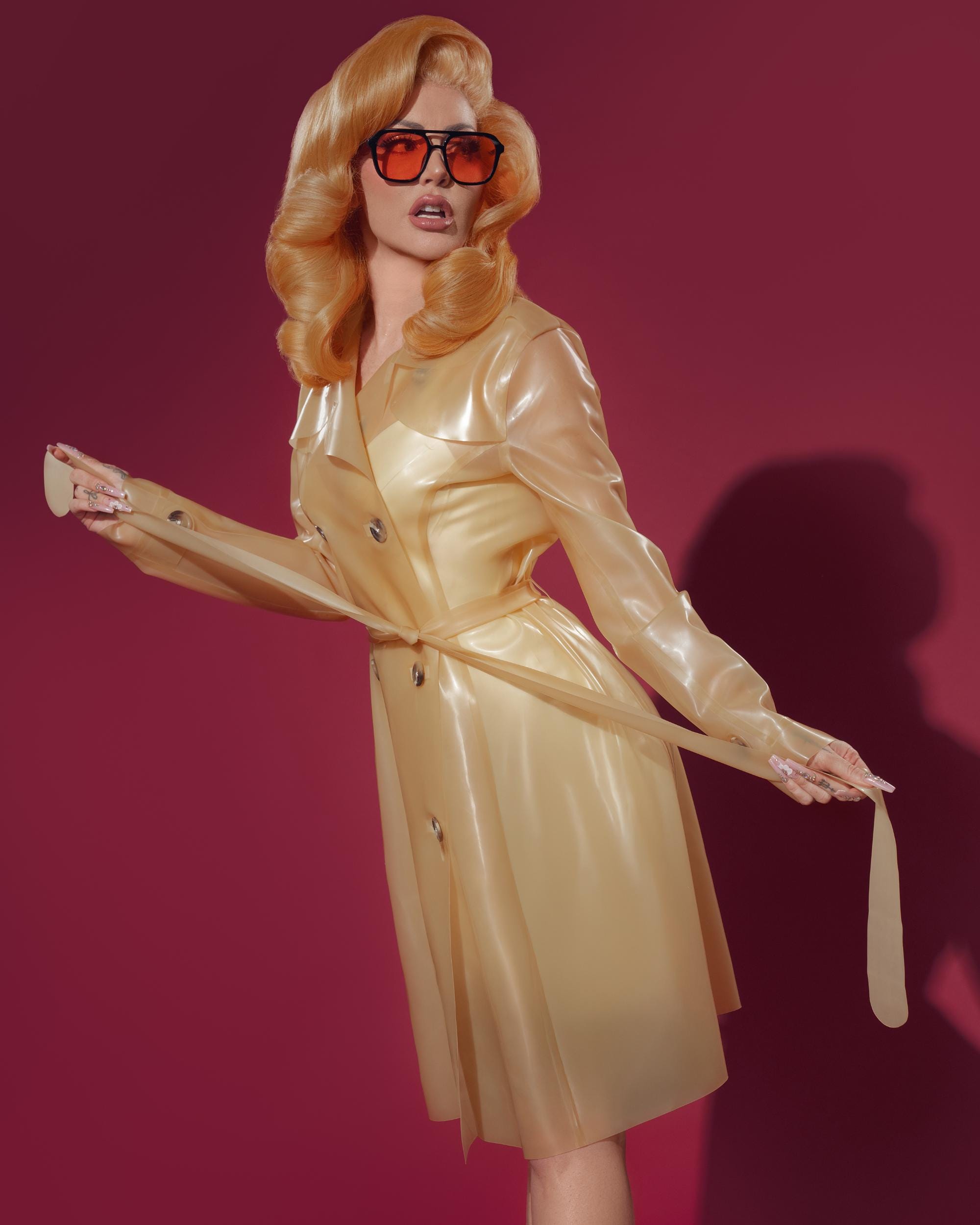 Latex Trench Mac Coat