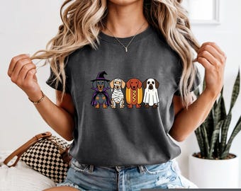 Halloween Dachshund Shirt, Cute Spooky Weiner Dog Tee, Doxie Mom Halloween Tshirt, Dog Lover Gift