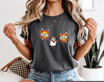 Cowboy Ghost Shirt, Western Halloween Tee, Spooky Comic Tshirt, Howdy Ghost Gift