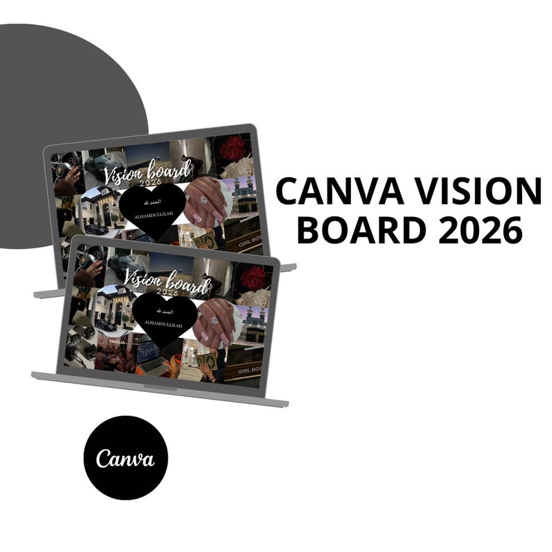 Canva Vision Board 2026 Template - 1 Page| Editable Canva Vision Board ...