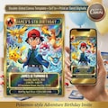 Pokemon Card Style Birthday Invitation with Photo, Boys Pikachu Charizard Party Invite, Editable Canva Template product logo