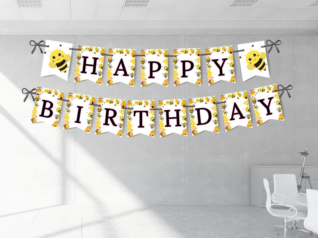 Bee Happy Birthday Banner, Printable Banner (digital Download) - Etsy