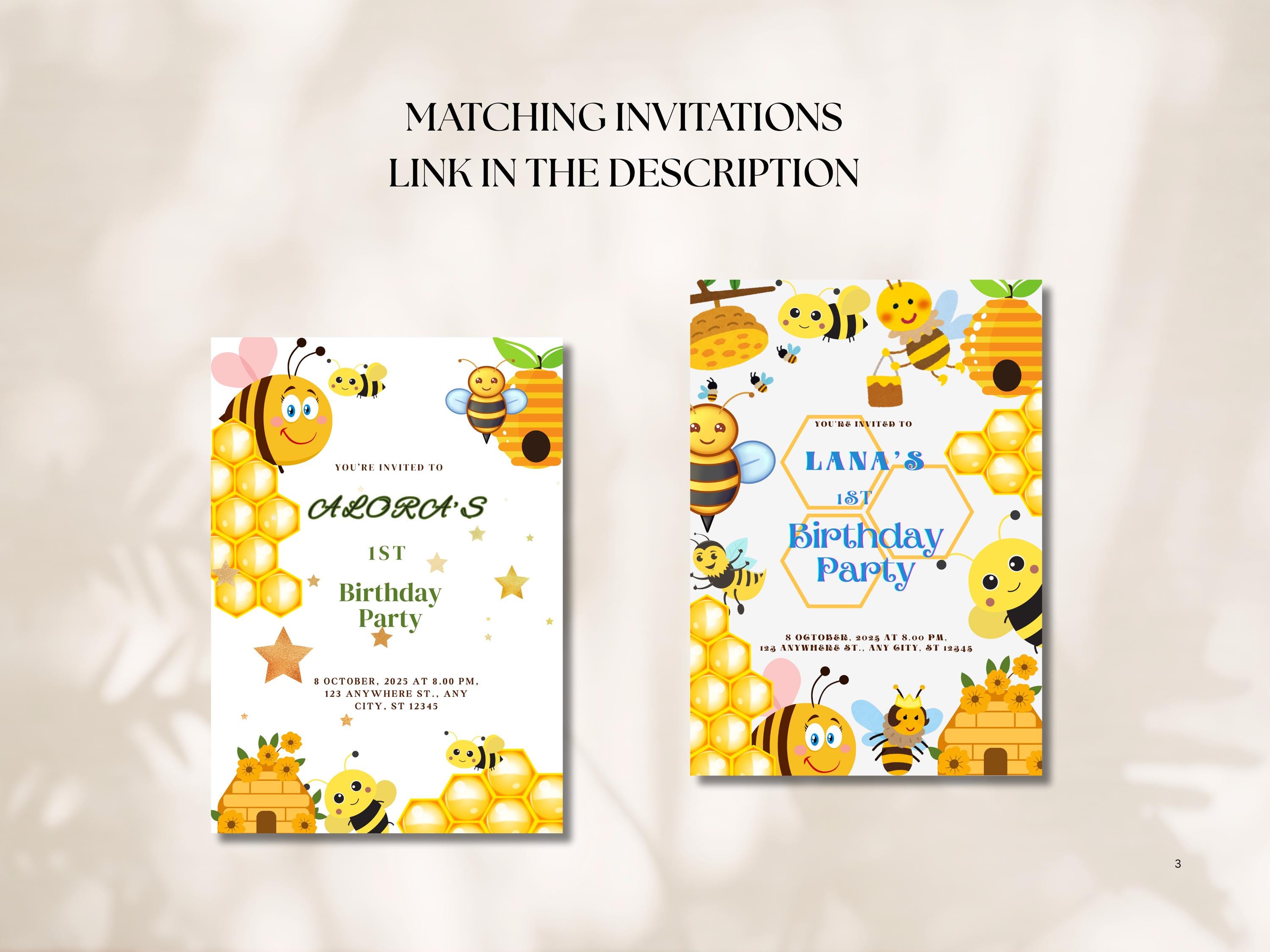 Bumble Bee Happy Birthday Banner, Bee Party Decor (editable Canva ...