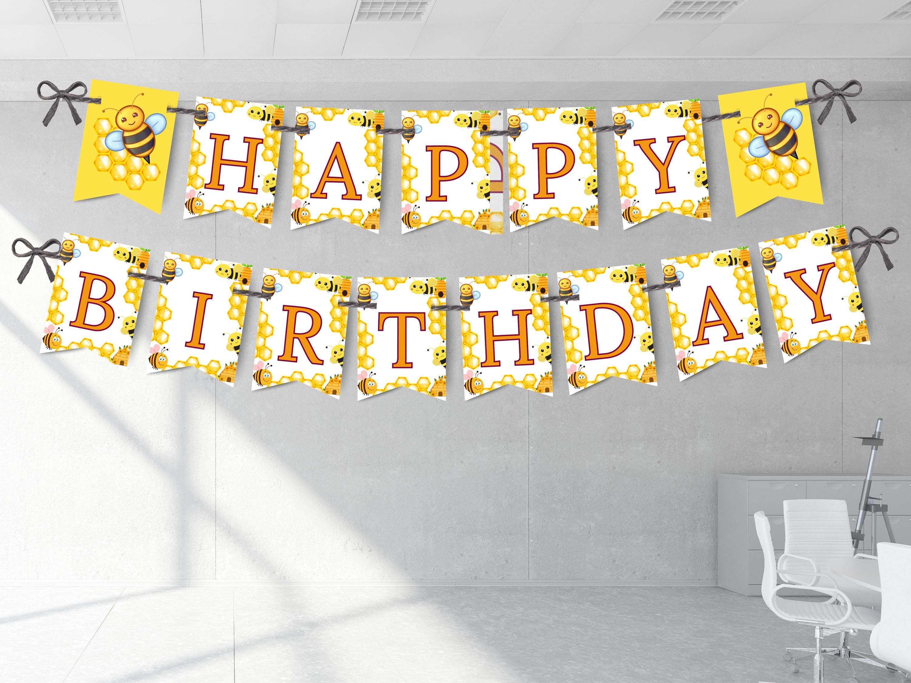 Bumble Bee Happy Birthday Banner, Bee Party Decor (editable Canva ...