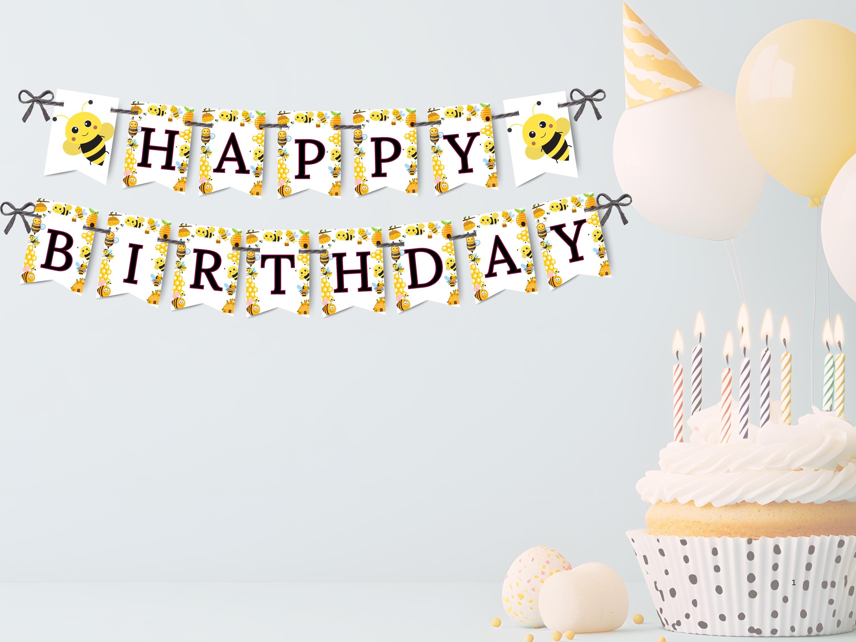 Bee Happy Birthday Banner, Printable Banner (digital Download) - Etsy