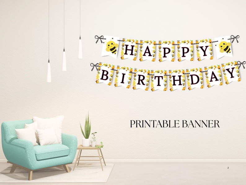 Bumble Bee Happy Birthday Banner, Bee Party Decor (editable Canva ...