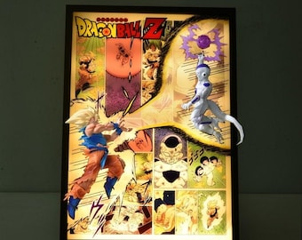 Goku 3D Light Box Manga Frame Dragon Ball Z Shadow Box LED Night Light DBZ Anime Wall Art Decor Personalized Gift for Him Gamer Room