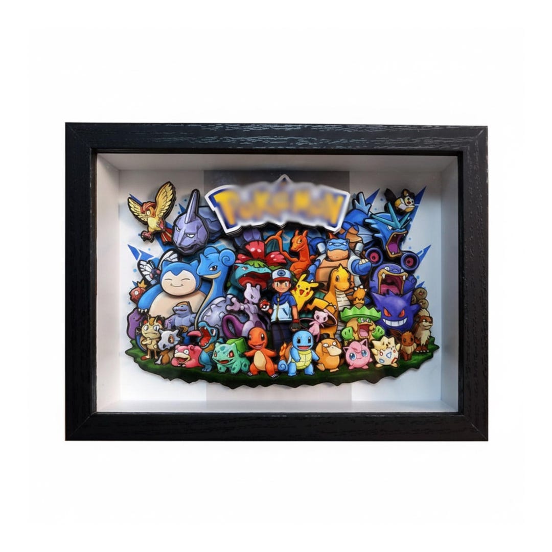 Pokemon Card Shadowboxes Pokemon 3D Shadow Box Wall Art Full Collection Pikachu Charizard ...