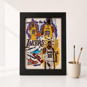 Handmade LeBron James Lakers Artwork: NBA Basketball Fan Art (A5 Frame)