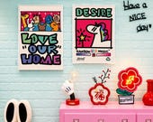 Kids Room Deco Cartoon Minimalist Wall Art Print Set Modern Pop Art Frame Colorful Living Room Wall Decor Nordic Abstract Canvas Art